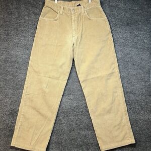 Vintage Hi Cutline Made In USA Corduroy Tan Pants Mens Size 34x30 Baggy Wide Leg